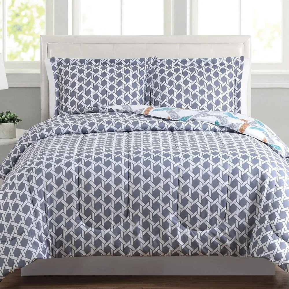 Sunham 3-Piece Reversible Comforter and Shams Bedding Set, Flynn